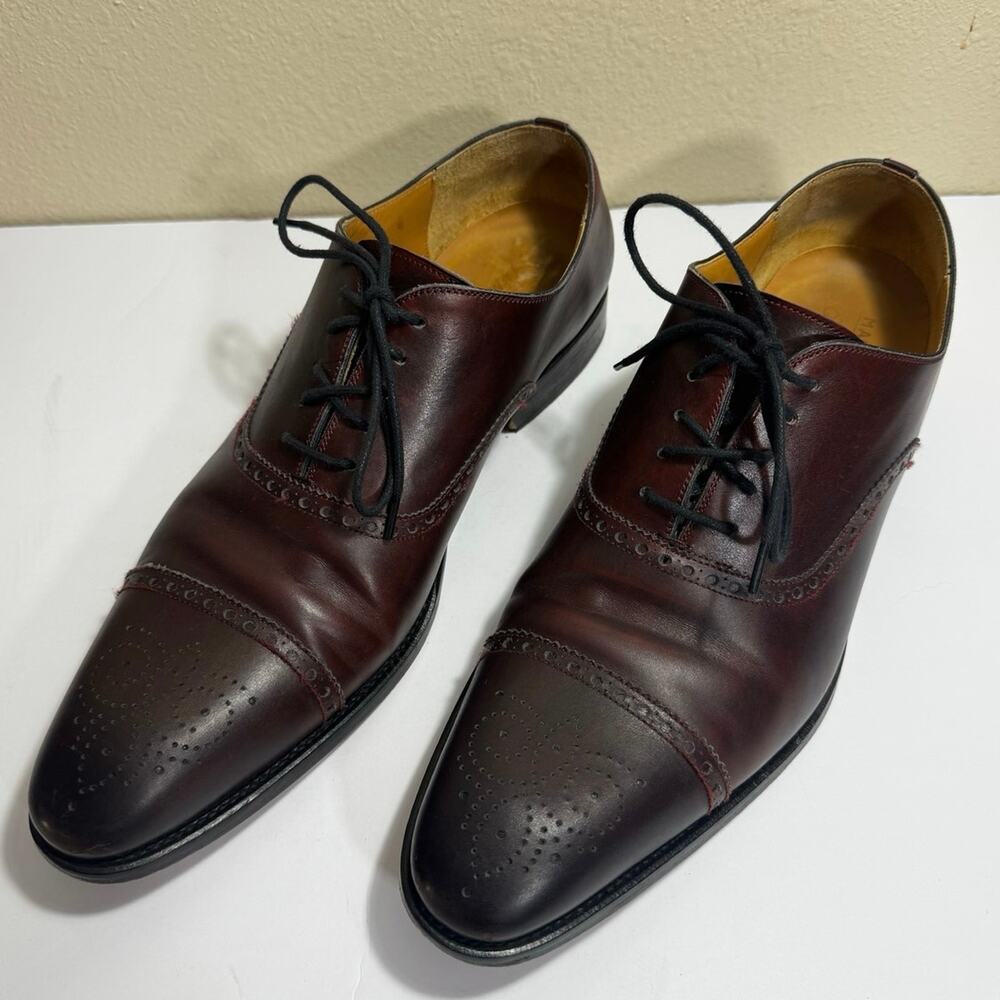 Magnannni for Saks Fifth Avenue Cap Toe Men's Brown Leather Lace Up Shoes 13 M